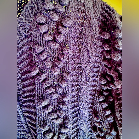 DEANS of Scotland Navy Blue popcorn cable knit Cardigan Large Ramie/Cotton blend - Picture 10 of 10